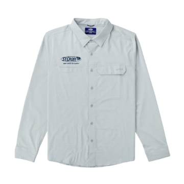 Light gray long sleeve fishing shirt with St. Croix logo